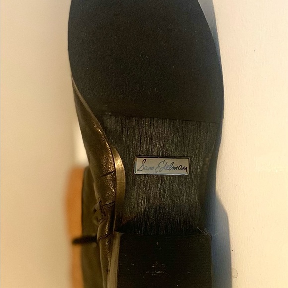 NEW STUNNING SAM EDELMAN Two Toned Studded black/burnished orange leather boots. - Picture 13 of 14